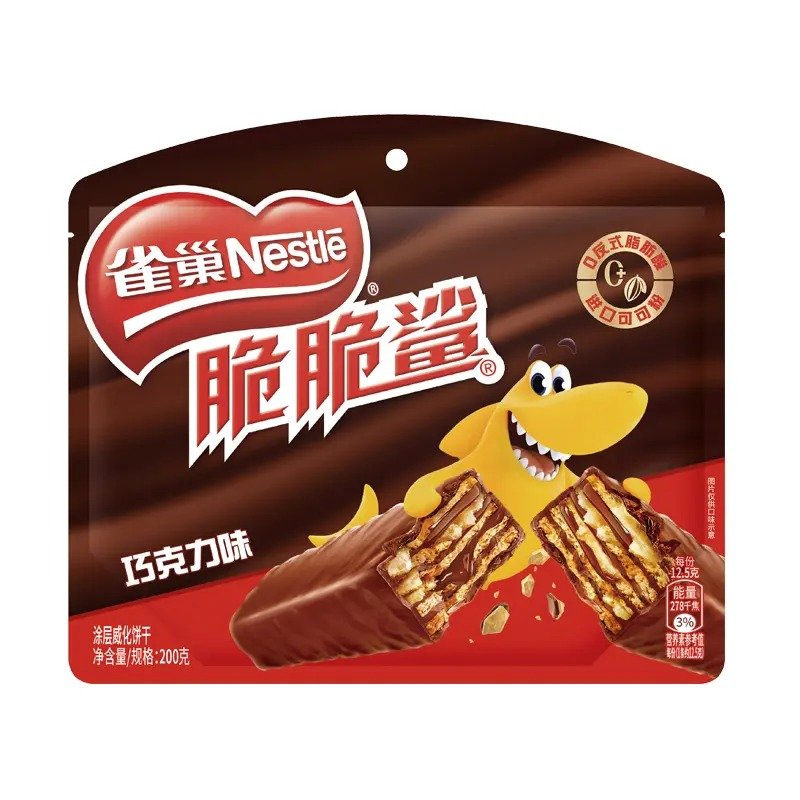 雀巢脆脆鲨巧克力味涂层威化饼干