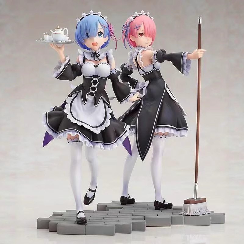 Rem & Ram Maid Outfit Heart-Themed FigureStatue (1)